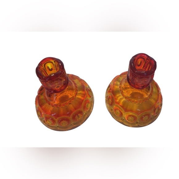 Set of Vintage LE Smith Amberina Candlesticks, Moon & Star Pattern - Picture 3 of 3